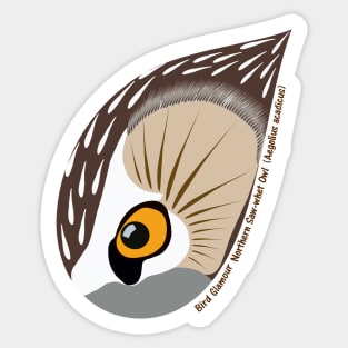 Northern Saw-whet Owl (Small Text) Sticker